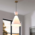 Modway Starlight 1-Light Pendant Light - White/Satin Brass-Fabric Shade