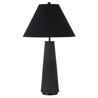 Hudson&Canal Ingalls 28" Tall Monochrome Table Lamp with Fabric Shade - Matte Black/Black-Modern transitional design for your living room, workspace, or bedside table