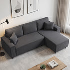 HOMCOM Chaise Sectional Corner Corduroy Sofa - Charcoal Grey-Spacious seating accommodates three people comfortably