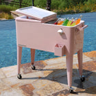 Permasteel 80 Quart Patio Cooler - Pink-4 Casters with 2 Locking