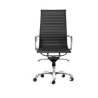 Plata Import Antoni Office Chair Leather Upholstery High Back Metal Frame - Black-Fixed Arms