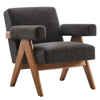 Modway Lyra Fabric Armchair - Dark Grey Fabric-Ergonomic Design for Comfort