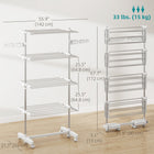 HOMCOM 4-Tier Clothes Drying Rack with Side Wings Wheels for Indoor Outdoor - White-Stainless steel frame provides excellent support 