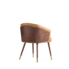 Manhattan Comfort Reeva 23.23" Modern Leatherette Upholstered Dining Chair - Walnut and Camal  - Set of 2-Weight Capacity: 300 lb. Seat Height: 19.5"
