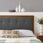 Modway Draper Tufted Fabric and Wood Full Headboard - Walnut Charcoal-Rubberwood and MDF Veneer