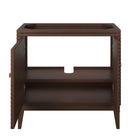 Modway Ledger 36" Wood Bathroom Vanity Cabinet - Walnut-Brass Square Hardware