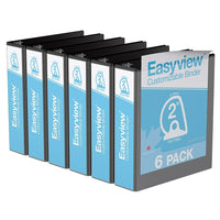 Davis Group Easyview Premium Binder - D Ring - Customizable - 2" - Black - 6 Pack-3 Ring Binder