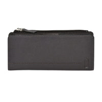 Club Rochelier Ladies Slim Clutch Wallet with Top Zipper - Brown-2 ID windows