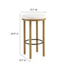 Modway Fable Boucle Fabric Bar Stools - Oak Ivory - Set of 2-Round Padded Seat