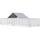 PawHut Large Outdoor Chicken Run for 12-14 Chickens - 23' x 6.6' x 6.4' - Silver-Shady roof keeps pets cool, dry, comfortable, and protected from the rain and UV rays 