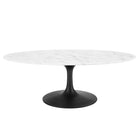 Modway Lippa 48" Oval Faux Marble Coffee Table - Black White-Modern Coffee Table