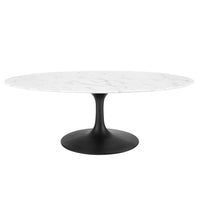 Modway Lippa 48" Oval Faux Marble Coffee Table - Black White-Modern Coffee Table