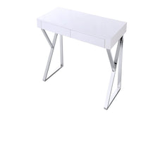 Plata Import Mac Desk Office Desk Writing Desk Wood Veneer With Stainless Steel Legs - White-Writing desk