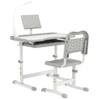 Qaba Kids Desk & Chair Set Height Adjustable Student Writing Desk - Grey-The height of table and chair is adjustable
