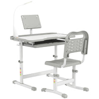 Qaba Kids Desk & Chair Set Height Adjustable Student Writing Desk - Grey-The height of table and chair is adjustable
