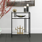 Hudson&Canal Cortland 22"W Console Table with Glass Shelves - Blackened Bronze-The top can support 25 lbs, the middle and lower shelves can support 10 lbs each