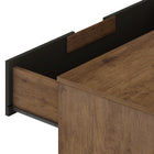 Manhattan Comfort Rockefeller Mid-Century Modern Tall Dresser and Nightstand Set - Nature/Textured Grey-Home Assembly Required. All Hardware Included