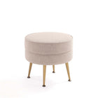 Manhattan Comfort Bailey 18.11" Mid-Century Modern Polyester Blend Upholstered Ottoman - Oatmeal with Gold Legs-30 Day Limited Manufacturer's Warranty