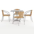 Flash Furniture 31.5'' Square Aluminum Indoor-Outdoor Table with 4 Beige Rattan Chairs (TLH-ALUM-32SQ-020BGECHR4-GG)-Warranty: 5 Year Limited (non moving metal parts), 2 years on moving parts (details with product)