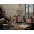 Manhattan Comfort Rockefeller Mid-Century Modern 3-Piece Bedroom Dresser Set - Nature/Rose Pink-Choose Your Handle Design When the Product is at Your Home! Option for Cut-Out Edge Handle, or Flush Design Look.