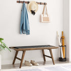 Modway Saoirse 47" Faux Leather Wood Bench - Walnut/Black-Foot Pads for Floor Protection