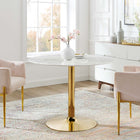 Modway Verne 40" Artificial Marble Dining Table - Gold White-Artificial Marble Tabletop