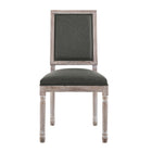 Modway Court French Vintage Upholstered Fabric Dining Side Chair - Natural/Grey-Chair Weight Capacity: 331 lbs.