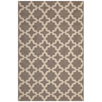 Modway Cerelia Moroccan Trellis Indoor/Outdoor Area Rug - 5 ft W x 8 ft L - Light/Dark Beige-Moroccan Trellis Area Rug