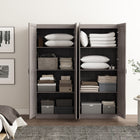 Manhattan Comfort Cornelia 59.22" 2-Piece Modern 8-Shelf Storage Closet - Grey-90° Open Door Style with European Soft Close Door Hinge