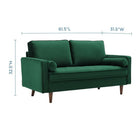 Modway Valour Performance Velvet Loveseat - Green-Performance Velvet Polyester Upholstery