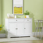 HOMCOM 45.3" L Sideboard Buffet Cabinet - White-Equipped with adjustable shelves to accommodate items of various heights