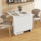 HOMCOM 55" Drop Leaf Folding Dining Table with Storage Shelves for 4-6 - White-2 wheels on the bottom for easy operation and both of them with brakes to keep in place