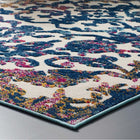 Modway Reflect Primrose Ornate Floral Lattice Indoor/Outdoor Area Rug - 8 ft W x 10 ft L - Ivory Dark Blue Multicolored-Fade, Stain and Water Resistant / Easy To Clean