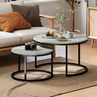 HOMCOM 31" Round Nesting Coffee Table - Grey - 2 Pack-Modern design with the tabletop in marble effect easily fit home style
