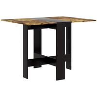 HOMCOM Drop Leaf Folding Dining Table for 2-4 - Rustic Brown and Black-Made of particle board in laminated finish for use