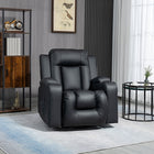 HOMCOM 8-Point Vibration Massage Recliner for Living Room - Black-Manual recline up to 145° with a retractable footrest, controlled by side lever