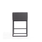 Manhattan Comfort Embassy 20.5" Mid-Century Modern Faux Leather Upholstered Counter Stool - Grey and Black - 2 Pack-21" L x 22" W x 34" H
