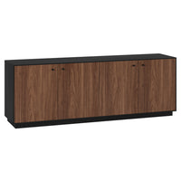 Hudson&Canal Lillian Rectangular TV Stand for TV's up to 75" - Black Grain/Satin Walnut-Modern, minimalist design for your home office, bedroom, or living spaces