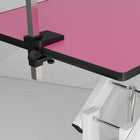PawHut Height Adjustable Pet Grooming Table for Dogs - Pink-The frame and base are made of steel tube with white-colored finish