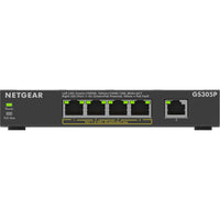 Netgear 5-Port GBE Unmanaged Switch with PoE+-Inputs/Outputs: 1x RJ45 Gigabit Ethernet, 4x RJ45 Gigabit Ethernet PoE+ (30 W, 802.3at)
