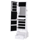 HOMCOM Standing Mirror Jewelry Cabinet - 17.75" L x 14.25" W x 59" H - White-Great furniture to organizer all your jewels and other accessories 