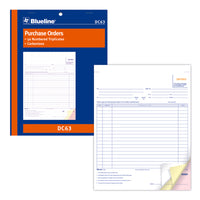 Blueline DC63 English Purchase Orders Book - 50 Triplicates-Manifold book with flexible blue cover