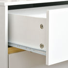 HOMCOM Modern Bedside Table with 2 Drawers and Solid Wood Legs - White-Assembly required