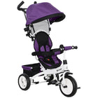Qaba 6-in-1 Toddler Tricycle Stroller with Basket and Canopy - Purple-6-in-1 design grows with your child for years of fun 
