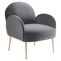 Modway Transcend Performance Velvet Armchair - Grey-Retro Modern Armchair
