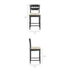 Modway Jax Oak Wood Counter Stool With Wavy Razor Back and Cushion - Black Linen-Wavy Razor Back