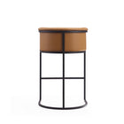 Manhattan Comfort Cosmopolitan 23.7" Mid-Century Modern Faux Leather Upholstered Bar Stool - Camel and Black-Delivered to you Fully Assembled! No Assembly Required