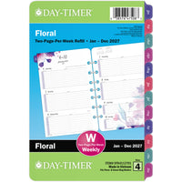Day-Timer 2027 Two Page Per Week Planner Refill - Desk Size - 5-1/2" H x 8-1/2" W - Floral - English-Page size: 8-1/2" H x 5-1/2" W
