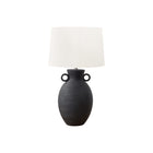 Monarch Specialties 30" H Transitional Table Lamp - Black Ceramic / Ivory / Cream Shade-Illuminate your space with this chic 30"h table lamp featuring a stylish black ceramic base in a fine ribbed, textured finish accented with round handles on each side, and a contemporary ivory fabric shade, perfect for creating an inviting ambiance in a transitional style living room, bedroom, or home office