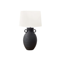 Monarch Specialties 30" H Transitional Table Lamp - Black Ceramic / Ivory / Cream Shade-Illuminate your space with this chic 30"h table lamp featuring a stylish black ceramic base in a fine ribbed, textured finish accented with round handles on each side, and a contemporary ivory fabric shade, perfect for creating an inviting ambiance in a transitional style living room, bedroom, or home office
